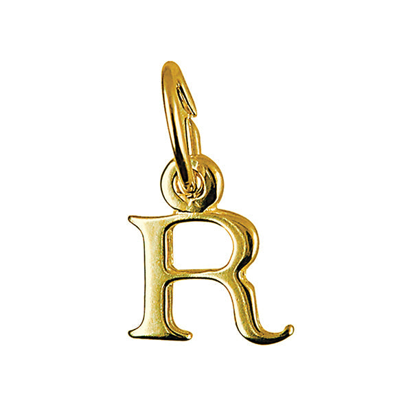 Block Initial Charm — R, 9kt WG